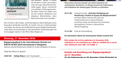 Veranstaltungshinweis 27.11.2018 – Begegnungsabend von KIRCHE IN NOT mit Simon Jacob